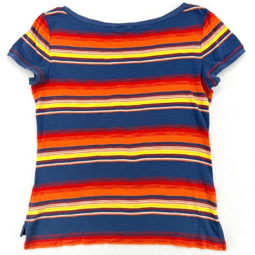 LRL Lauren Jeans Co Striped Button Shoulder Tee L